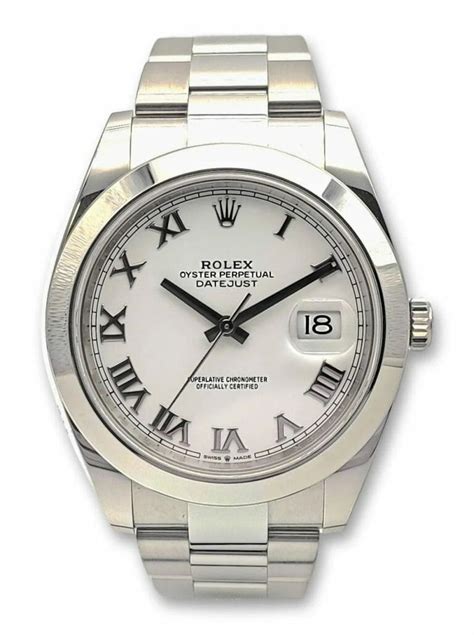 rolex datejust white dial roman|2023 Datejust 41mm 126300.